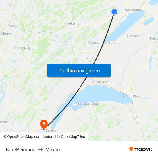 Brot-Plamboz to Meyrin map