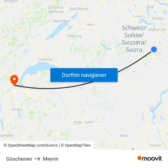 Göschenen to Meyrin map