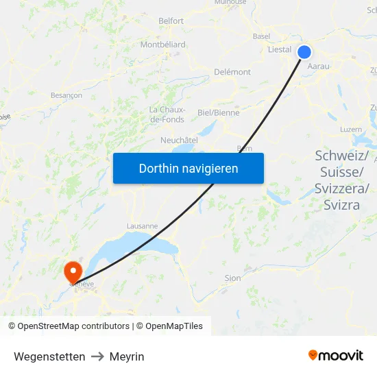 Wegenstetten to Meyrin map