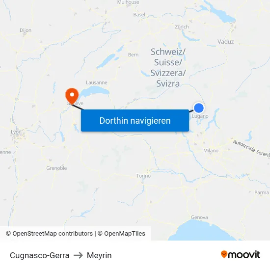 Cugnasco-Gerra to Meyrin map