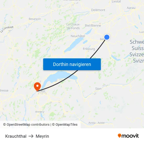 Krauchthal to Meyrin map