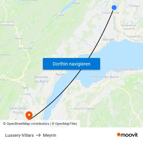 Lussery-Villars to Meyrin map