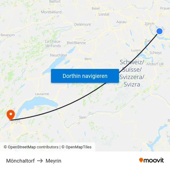 Mönchaltorf to Meyrin map