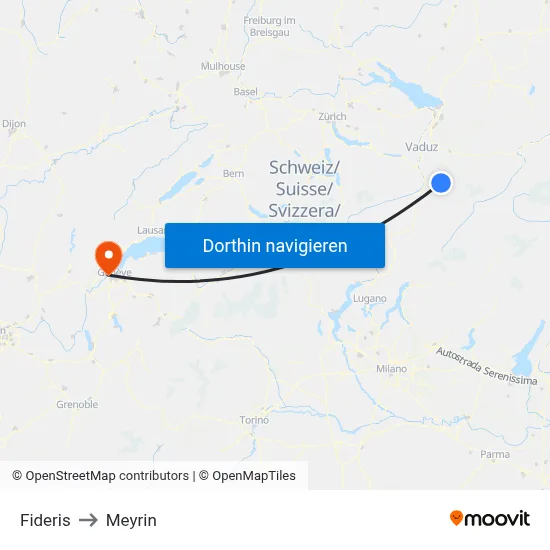 Fideris to Meyrin map