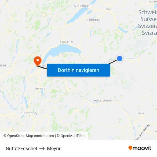 Guttet-Feschel to Meyrin map