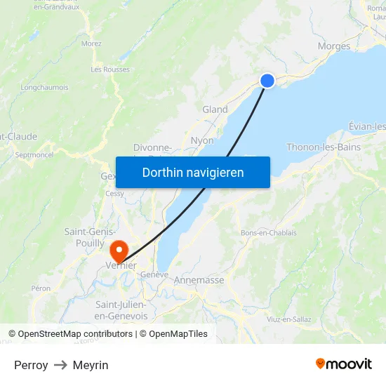 Perroy to Meyrin map