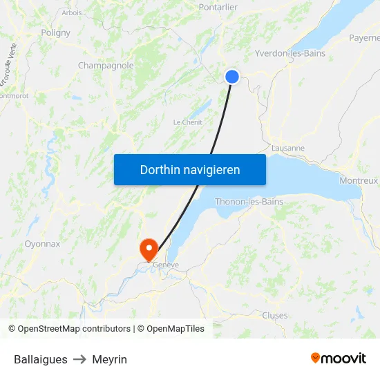 Ballaigues to Meyrin map