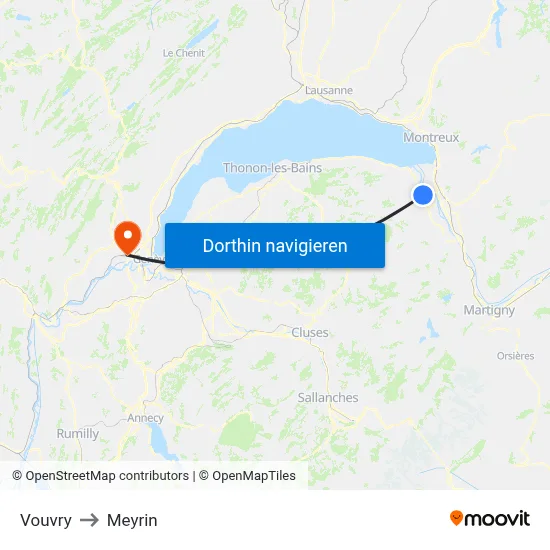 Vouvry to Meyrin map
