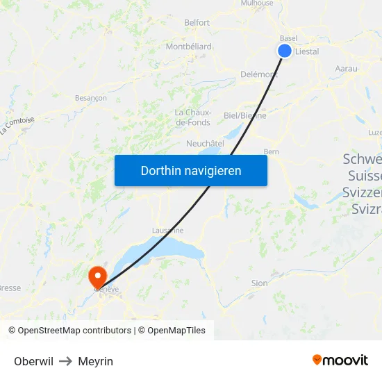 Oberwil to Meyrin map