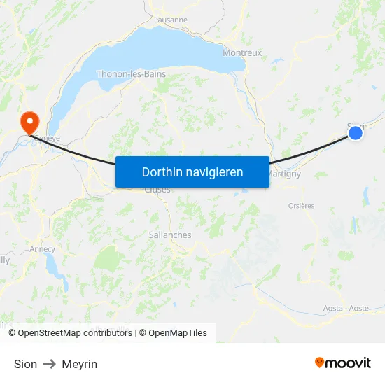 Sion to Meyrin map