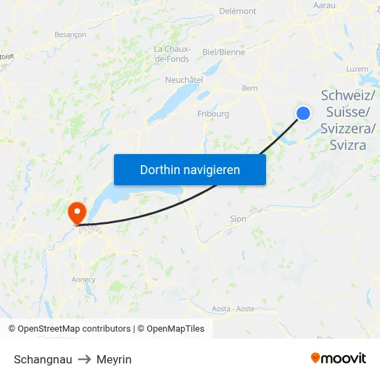 Schangnau to Meyrin map