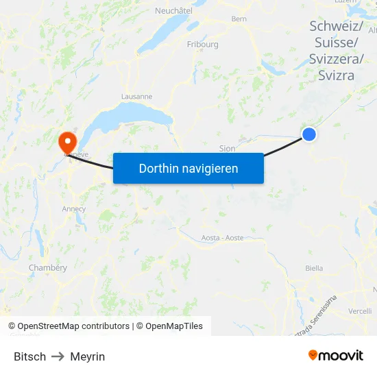 Bitsch to Meyrin map