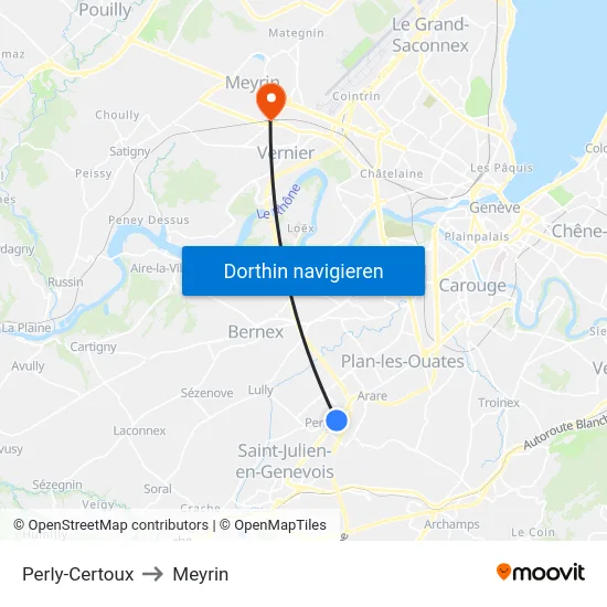 Perly-Certoux to Meyrin map