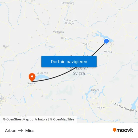 Arbon to Mies map