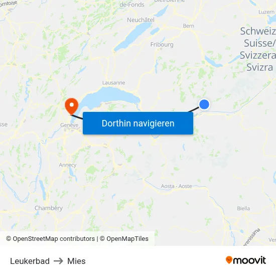 Leukerbad to Mies map