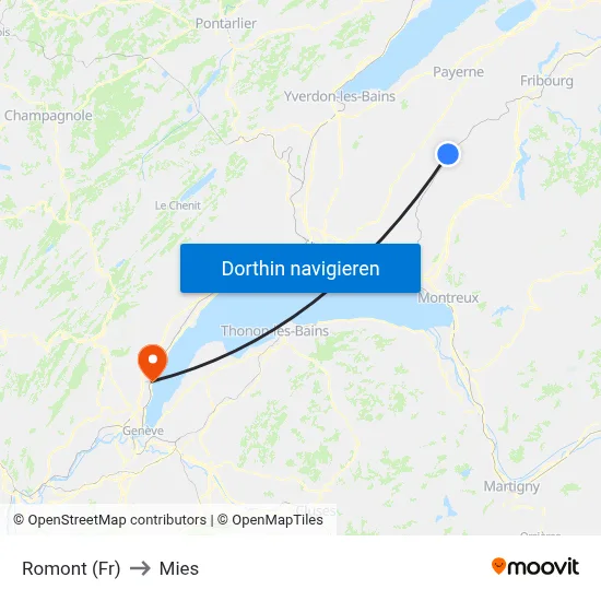 Romont (Fr) to Mies map