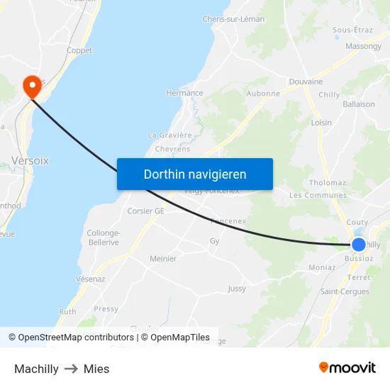 Machilly to Mies map