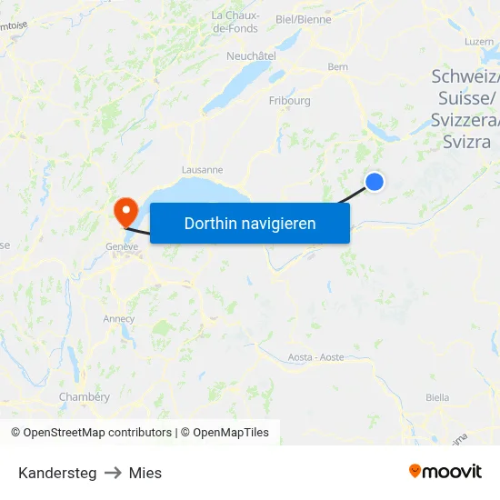 Kandersteg to Mies map