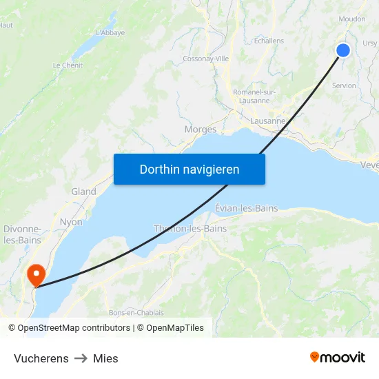 Vucherens to Mies map