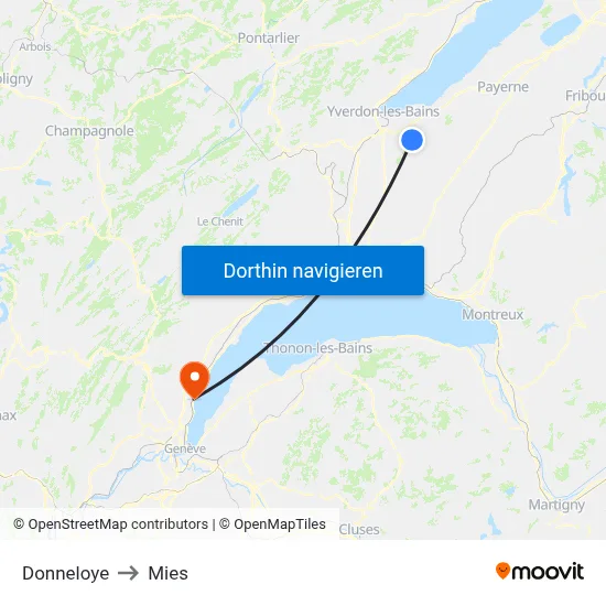 Donneloye to Mies map