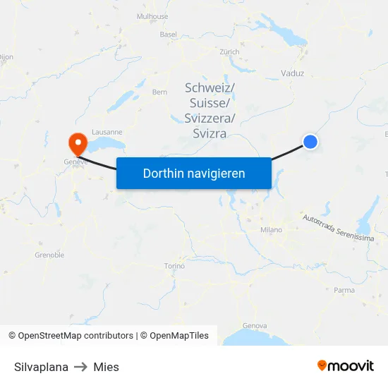 Silvaplana to Mies map