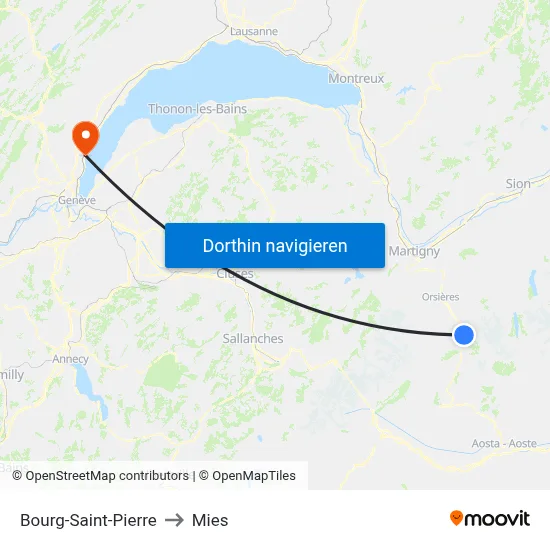 Bourg-Saint-Pierre to Mies map