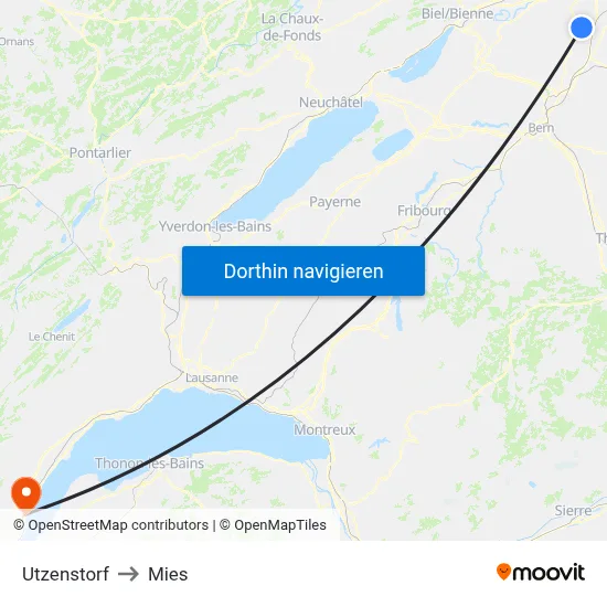 Utzenstorf to Mies map
