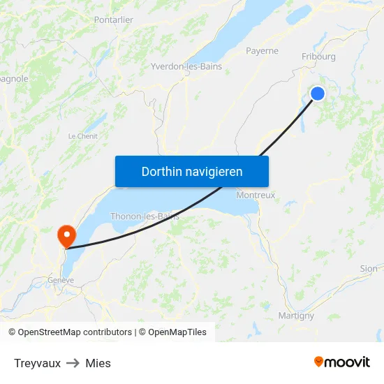 Treyvaux to Mies map