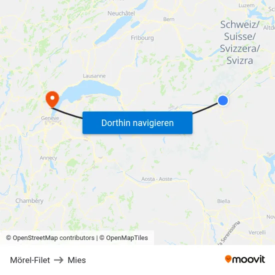 Mörel-Filet to Mies map
