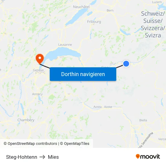 Steg-Hohtenn to Mies map