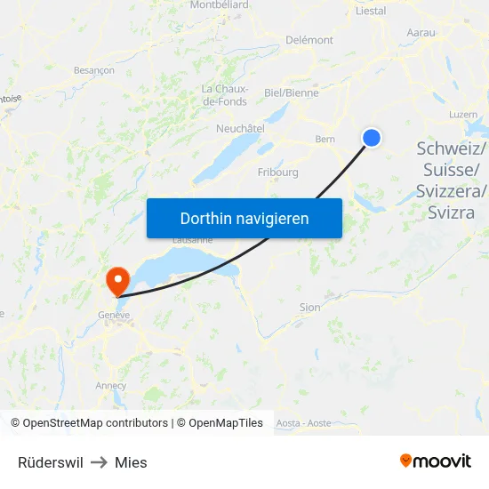Rüderswil to Mies map