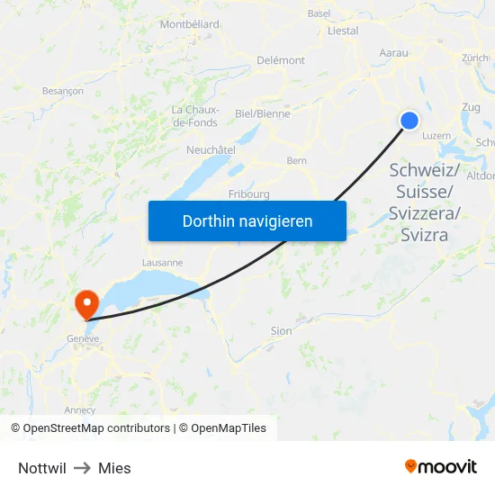 Nottwil to Mies map
