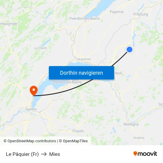 Le Pâquier (Fr) to Mies map