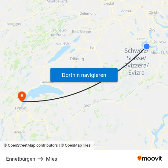 Ennetbürgen to Mies map