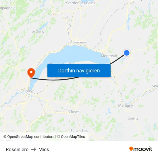 Rossinière to Mies map