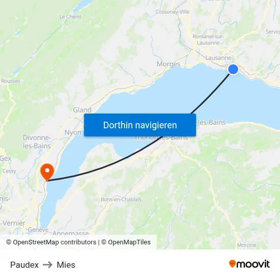 Paudex to Mies map