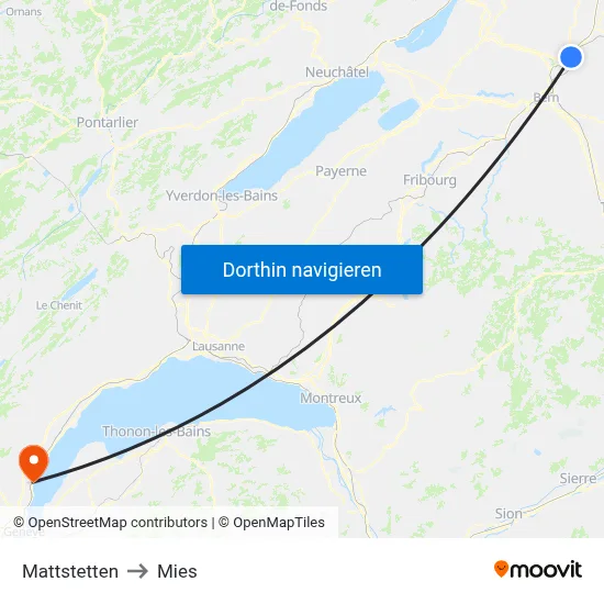 Mattstetten to Mies map