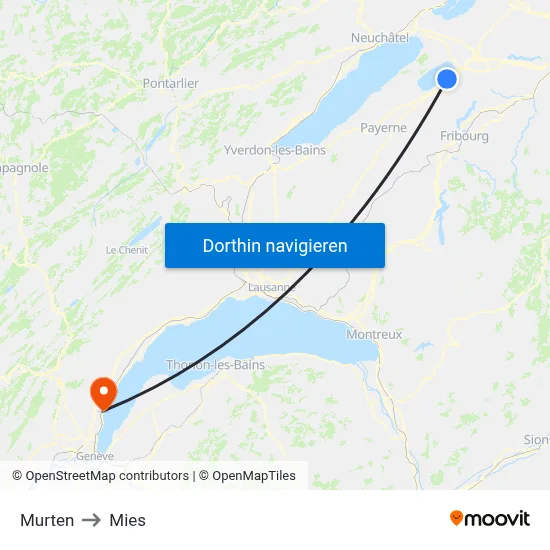 Murten to Mies map