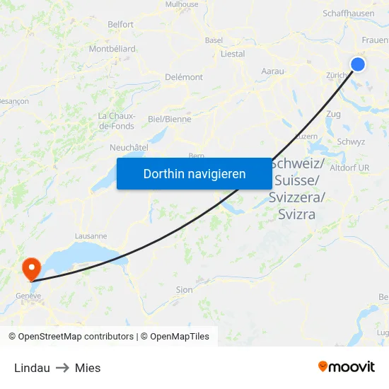 Lindau to Mies map