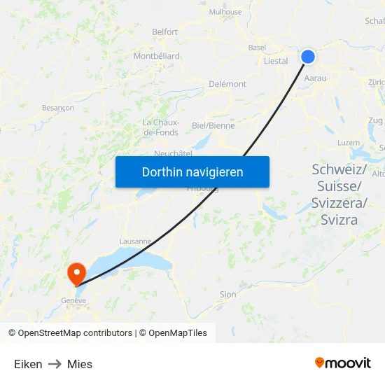 Eiken to Mies map