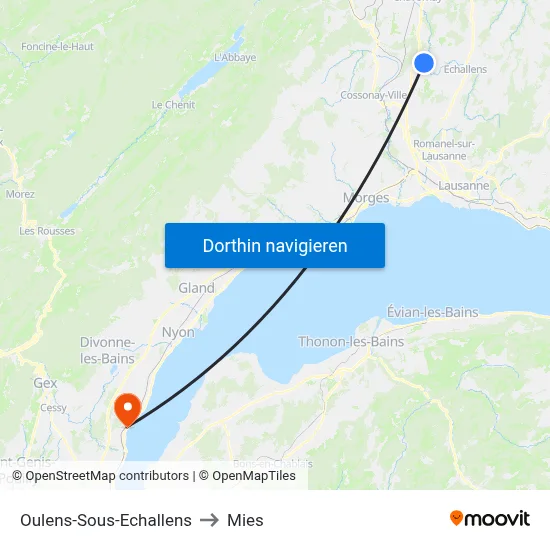 Oulens-Sous-Echallens to Mies map