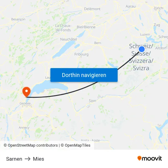 Sarnen to Mies map