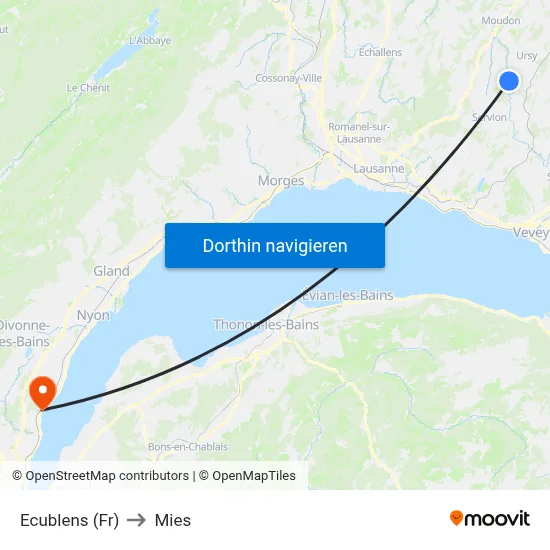 Ecublens (Fr) to Mies map