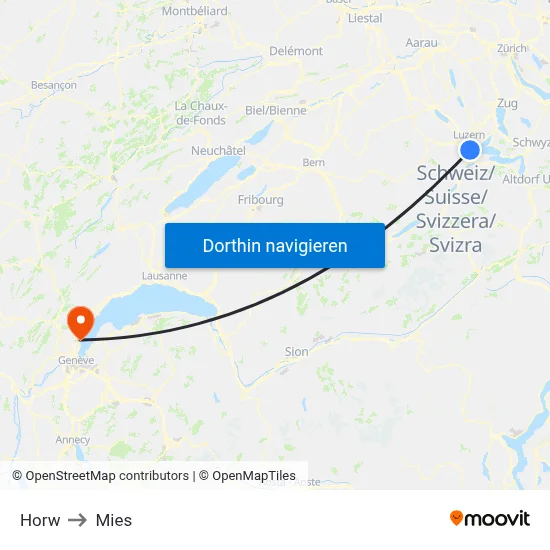 Horw to Mies map
