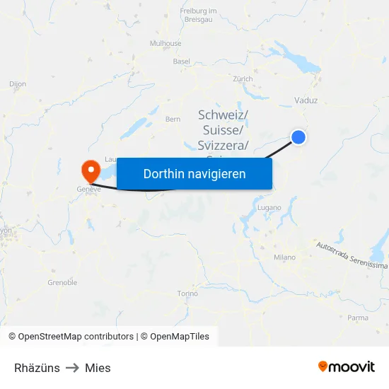 Rhäzüns to Mies map