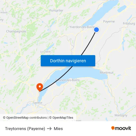 Treytorrens (Payerne) to Mies map