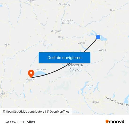 Kesswil to Mies map
