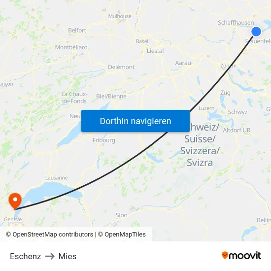 Eschenz to Mies map