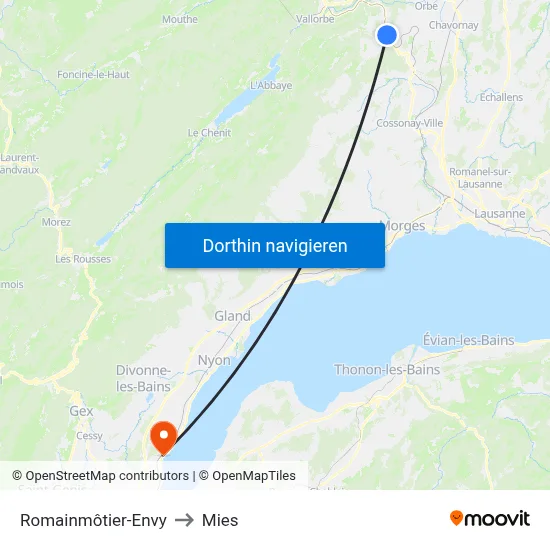 Romainmôtier-Envy to Mies map