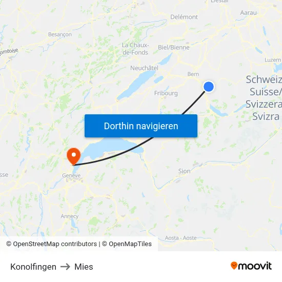 Konolfingen to Mies map